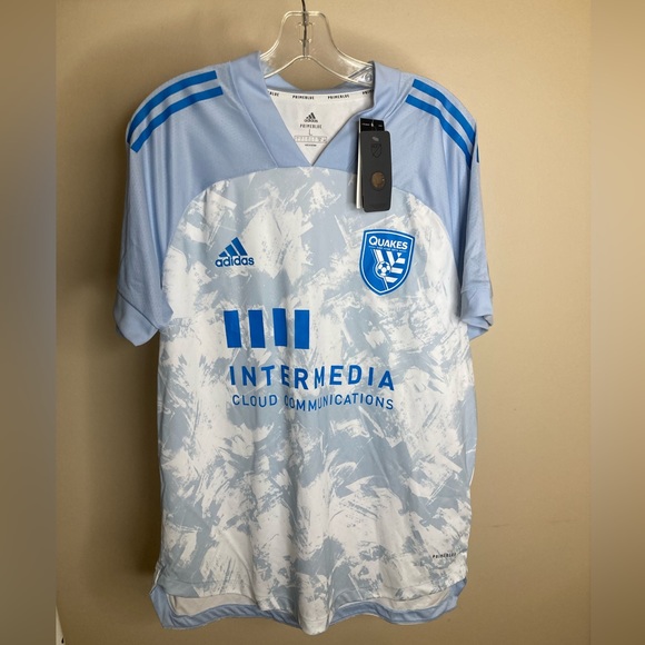 Men's San Jose Earthquakes adidas Light Blue 2021 Primeblue Size Large - Picture 1 of 7